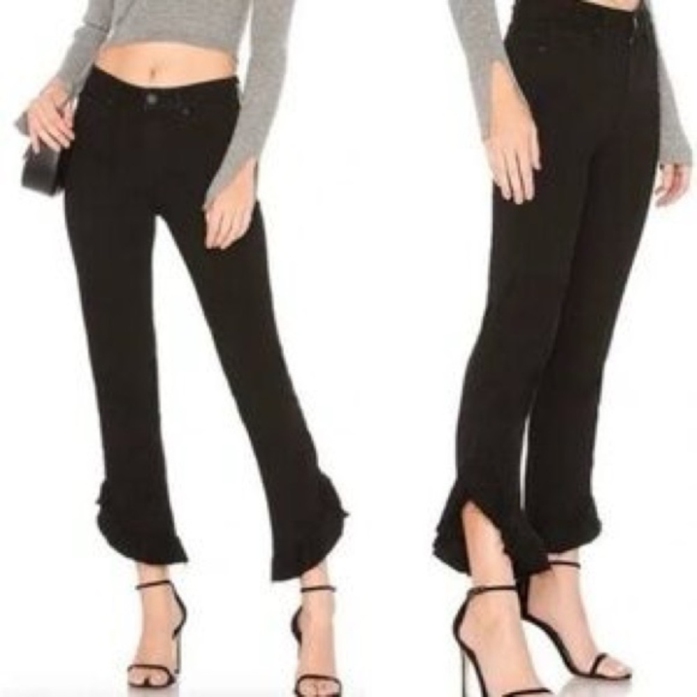 Paige Hoxton Ankle Jacqueline in Black Shadow high rise raw hem Sz 28